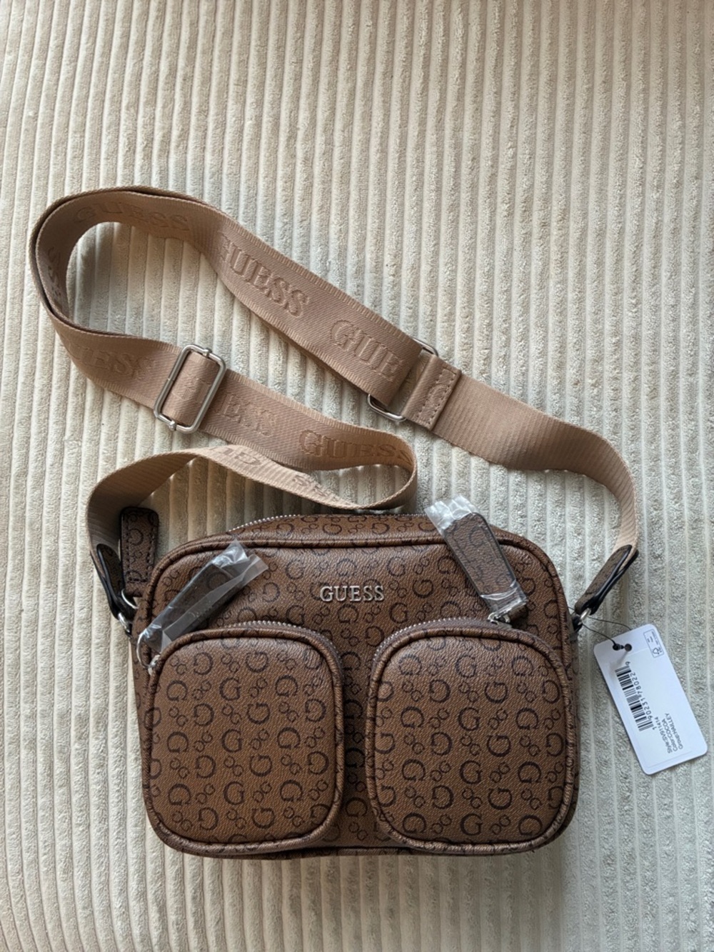 GUESS Tan Logo Belt Bag with Adjustable Strap